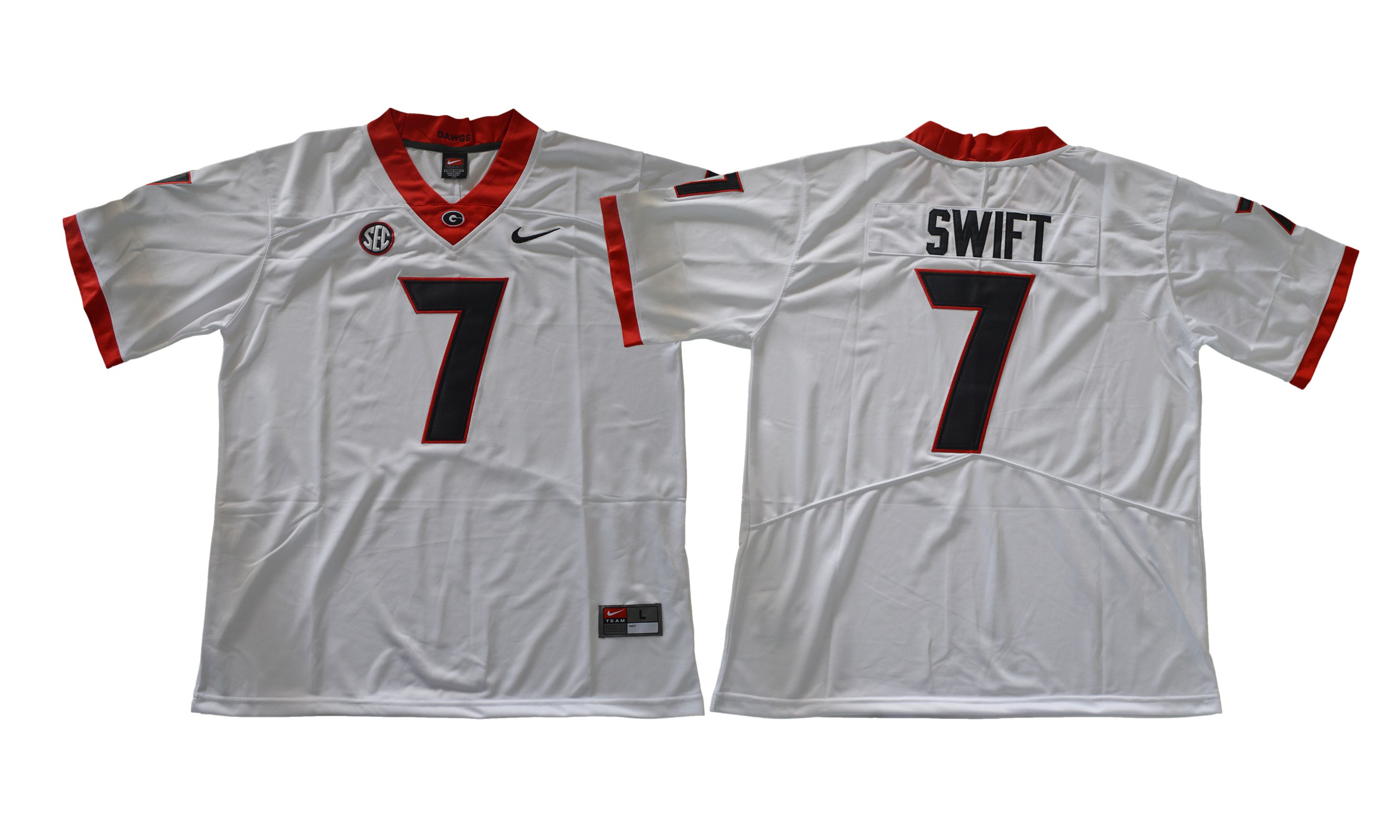 Men NCAA 2017 Georgia Bulldogs #7 Swift white jersey->chicago bulls->NBA Jersey